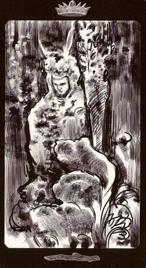 Младший Аркан «Король жезлов» галереи «Галерея «Черно-белая версия Таро Заповедного леса»»