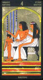 Младший Аркан «Четверка жезлов» галереи «Галерея «Таро Нефертари (англ. Nefertaris Tarot)»»