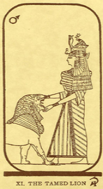 Старший Аркан «Укрощенный лев» галереи «Галерея Египетское Таро графа Сен-Жермена»