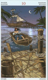 Младший Аркан «Десятка жезлов» галереи «Галерея «Пираты Карибского моря (англ. Tarot of Pirates)»»