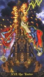 Старший Аркан «Башня» галереи «Галерея «Таро Иллюминатов (Tarot Illuminati)» Ким Хаггинс»